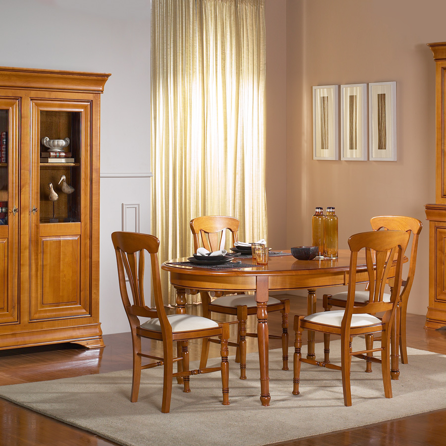 meuble en bois massif style Louis Philippe - table repas salle à manger en mersier massif