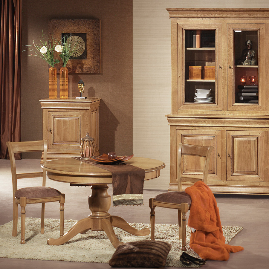 meuble en bois massif - table salle à manger style Louis Philippe en chêne massif